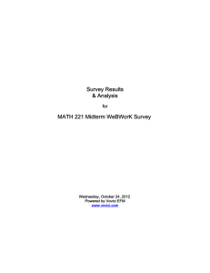 Survey Results &amp; Analysis MATH 221 Midterm WeBWorK Survey