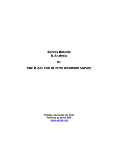 Survey Results &amp; Analysis MATH 221 End-of-term WeBWorK Survey