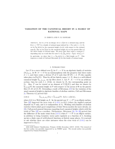 VARIATION OF THE CANONICAL HEIGHT IN A FAMILY OF RATIONAL MAPS