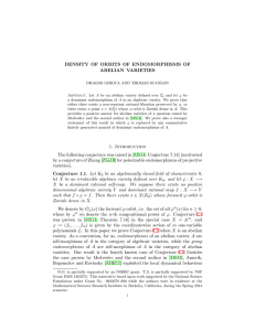 DENSITY OF ORBITS OF ENDOMORPHISMS OF ABELIAN VARIETIES