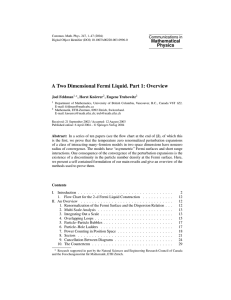 A Two Dimensional Fermi Liquid. Part 1: Overview Mathematical Physics Communications in