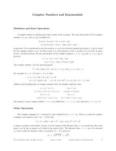Complex Numbers and Exponentials Definition and Basic Operations