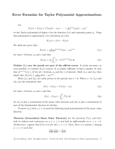 Error Formulae for Taylor Polynomial Approximations