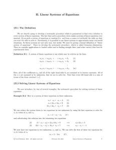 II. Linear Systems of Equations §II.1 The Definition