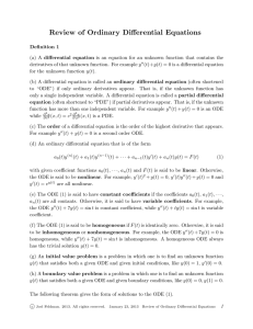 Review of Ordinary Differential Equations