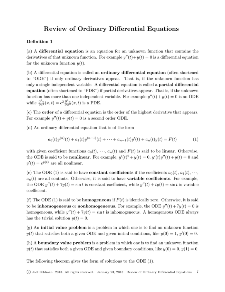 ordinary differential equations literature review