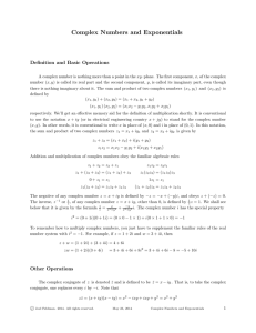 Complex Numbers and Exponentials Definition and Basic Operations