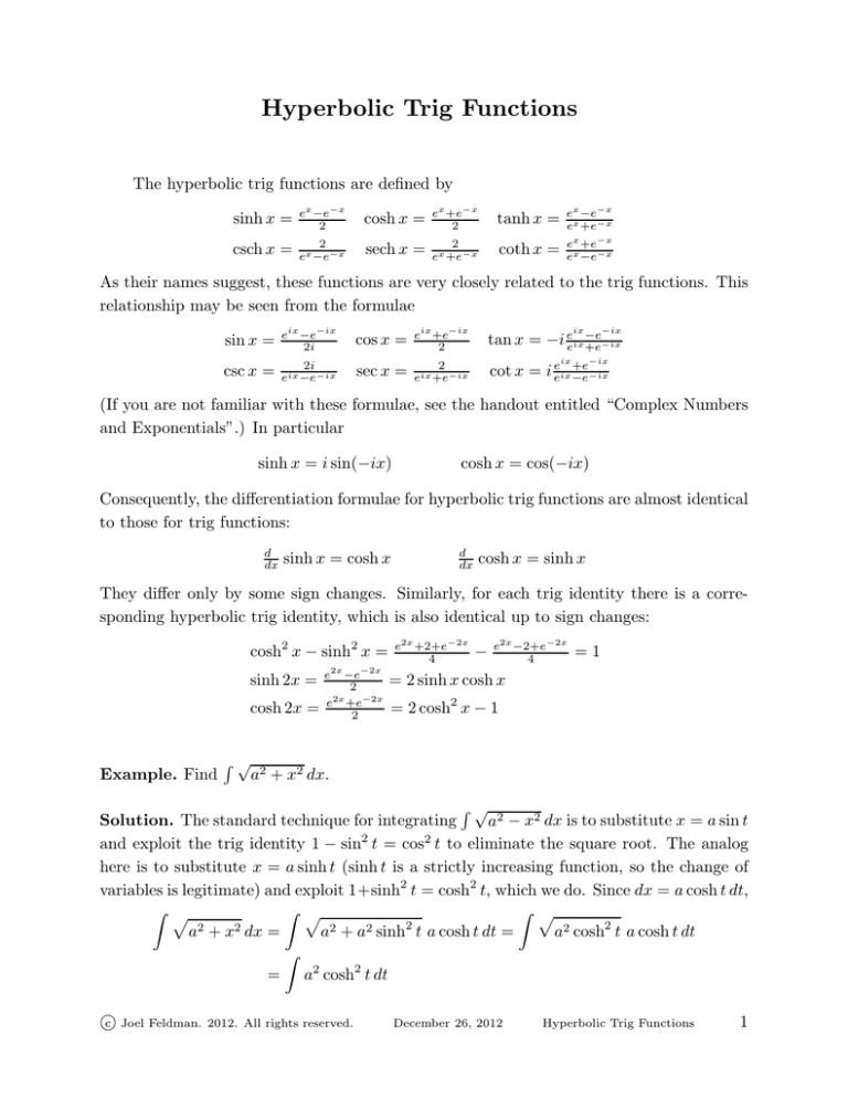 hyperbolic-trig-functions