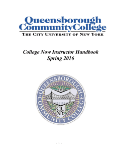 College Now Instructor Handbook Spring 2016  - 1 -