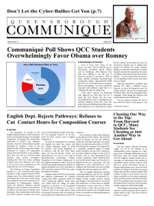 Communiqué Poll Shows QCC Students Overwhelmingly Favor Obama over Romney