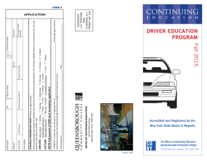 DRIVER EDUCATION PROGRAM Fall 2015