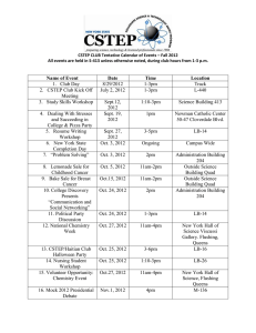 CSTEP CLUB Tentative Calendar of Events – Fall 2012