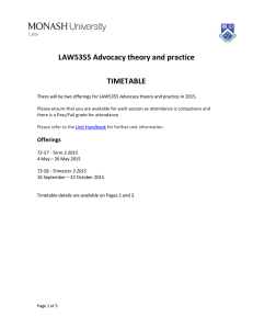 LAW5355 Advocacy theory and practice TIMETABLE