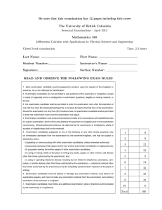 Be sure that this examination has 12 pages including this... The University of British Columbia Sessional Examinations - April 2013