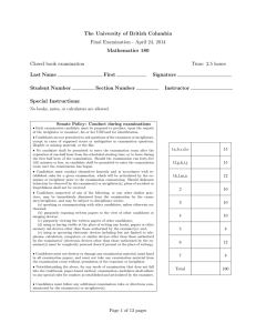 The University of British Columbia Mathematics 180 Last Name First