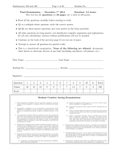 Mathematics 100 and 180 Page 1 of 20 Student-No.: