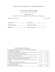 Be sure that this examination has 11 pages including this... The University of British Columbia Sessional Examinations - April 2008