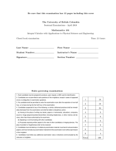 Be sure that this examination has 13 pages including this... The University of British Columbia Sessional Examinations - April 2010