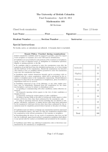 The University of British Columbia Mathematics 105 Last Name First