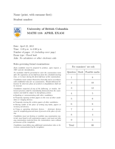 Name (print, with surname first): Student number: University of British Columbia