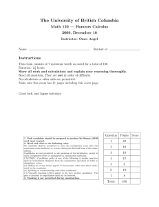 The University of British Columbia Math 120 — Honours Calculus Instructions
