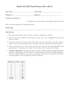 Math 215/255 Final Exam (Dec 2011)