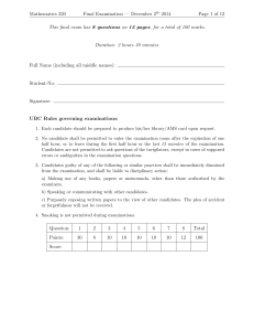 Mathematics 220 Final Examination — December 2 2014 Page 1 of 12