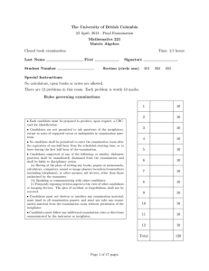 The University of British Columbia 23 April, 2013 - Final Examination