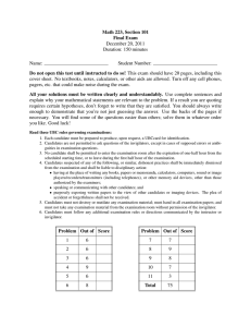 Math 223, Section 101 Final Exam December 20, 2011 Duration: 150 minutes