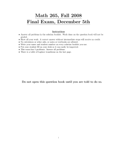 Math 265, Fall 2008 Final Exam, December 5th