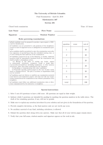 The University of British Columbia Final Examination - April 24, 2010