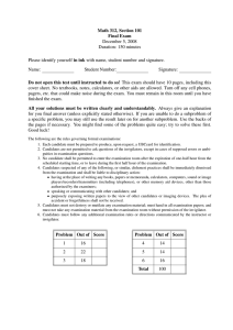 Math 312, Section 101 Final Exam December 5, 2008 Duration: 150 minutes