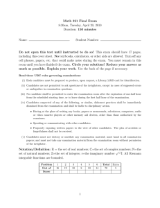 Math 321 Final Exam 8:30am, Tuesday, April 20, 2010 Duration: 150 minutes Name: