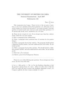 THE UNIVERSITY OF BRITISH COLUMBIA Sessional Examinations—April 2007 Mathematics 335