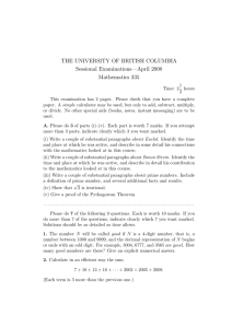 THE UNIVERSITY OF BRITISH COLUMBIA Sessional Examinations—April 2008 Mathematics 335