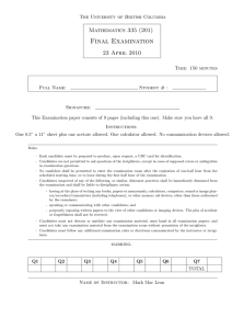 Final Examination Mathematics 335 (201) 23 April 2010