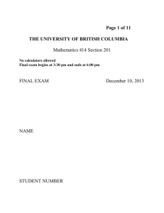 Page 1 of 11 THE UNIVERSITY OF BRITISH COLUMBIA