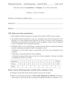 Mathematics 421/510 Final Examination — April 24 2014 Page 1 of 10