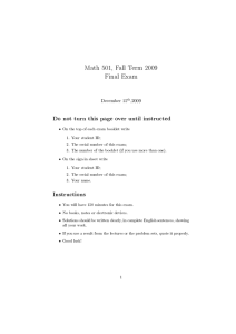 Math 501, Fall Term 2009 Final Exam December 15