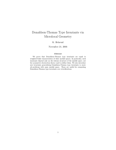 Donaldson-Thomas Type Invariants via Microlocal Geometry K. Behrend November 21, 2006