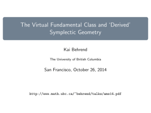 The Virtual Fundamental Class and ‘Derived’ Symplectic Geometry Kai Behrend