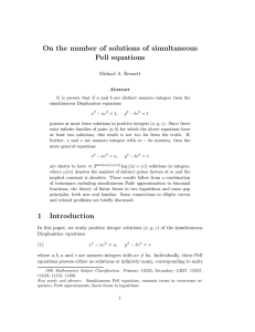 On the number of solutions of simultaneous Pell equations Michael A. Bennett