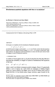 Simultaneous  quadratic  equations  with  few ... by  Michael  A.  Bennett  and ... Indag.  Mathem.,  N.S.,  11 (I),  l-12