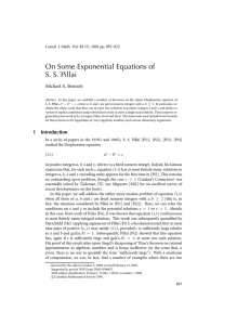 On Some Exponential Equations of S. S. Pillai Michael A. Bennett 53