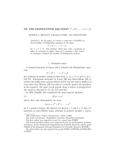 ON THE DIOPHANTINE EQUATION 1 + 2 = y