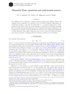 Binomial Thue equations and polynomial powers M. A. Bennett, K. Gy˝