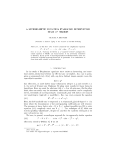 A SUPERELLIPTIC EQUATION INVOLVING ALTERNATING SUMS OF POWERS