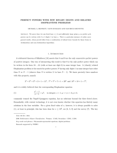 PERFECT POWERS WITH FEW BINARY DIGITS AND RELATED DIOPHANTINE PROBLEMS