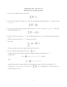 Mathematics 539 – Exercises # 2 Dirichlet series and Euler products µ