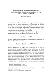 ON  A  FAMILY  OF  DISTRIBUTIONS  OBTAINED FROM  EISENSTEIN  SERIES  I:  APPLICATION  OF... PALEY-WIENER THEOREM